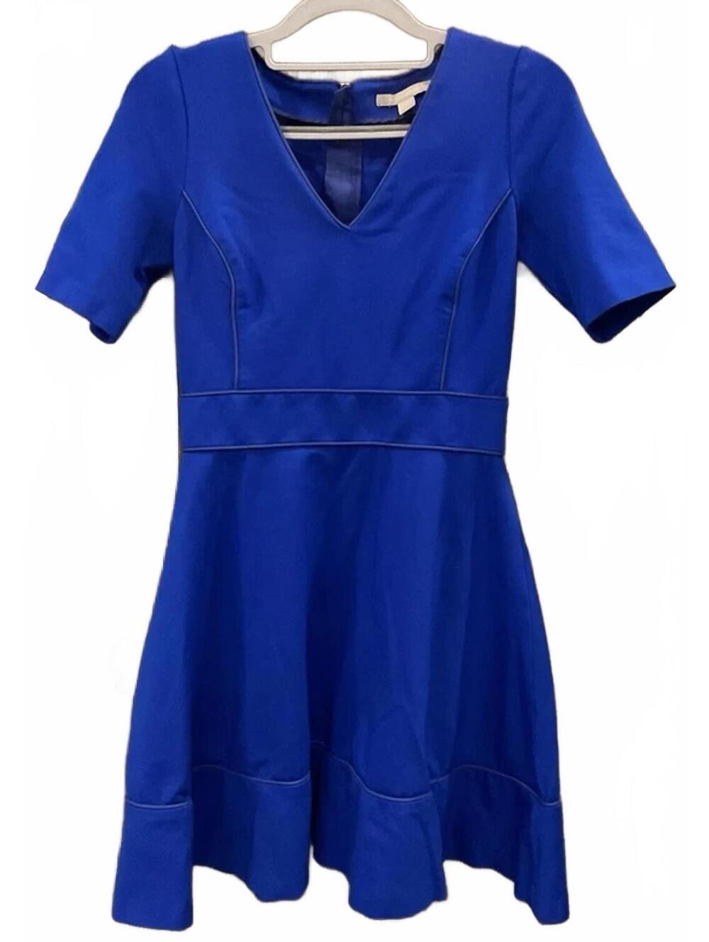 Banana Republic Short Sleeve V Neck ZIP Back Blue Dress Size 2